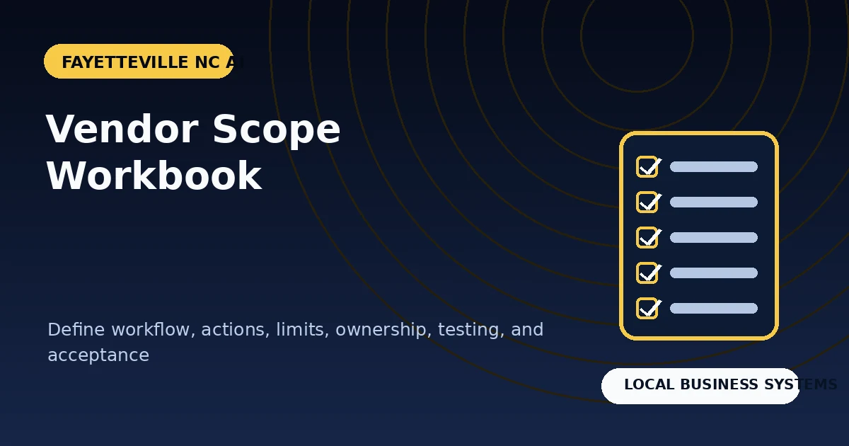 Fayetteville NC AI Vendor Scope Workbook: Write a Project Brief That Gets Real Answers